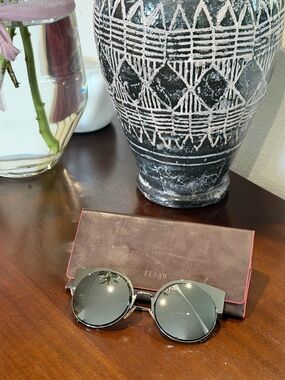 Fendi Silver Metal Round Sunglasses with Gray Lenses